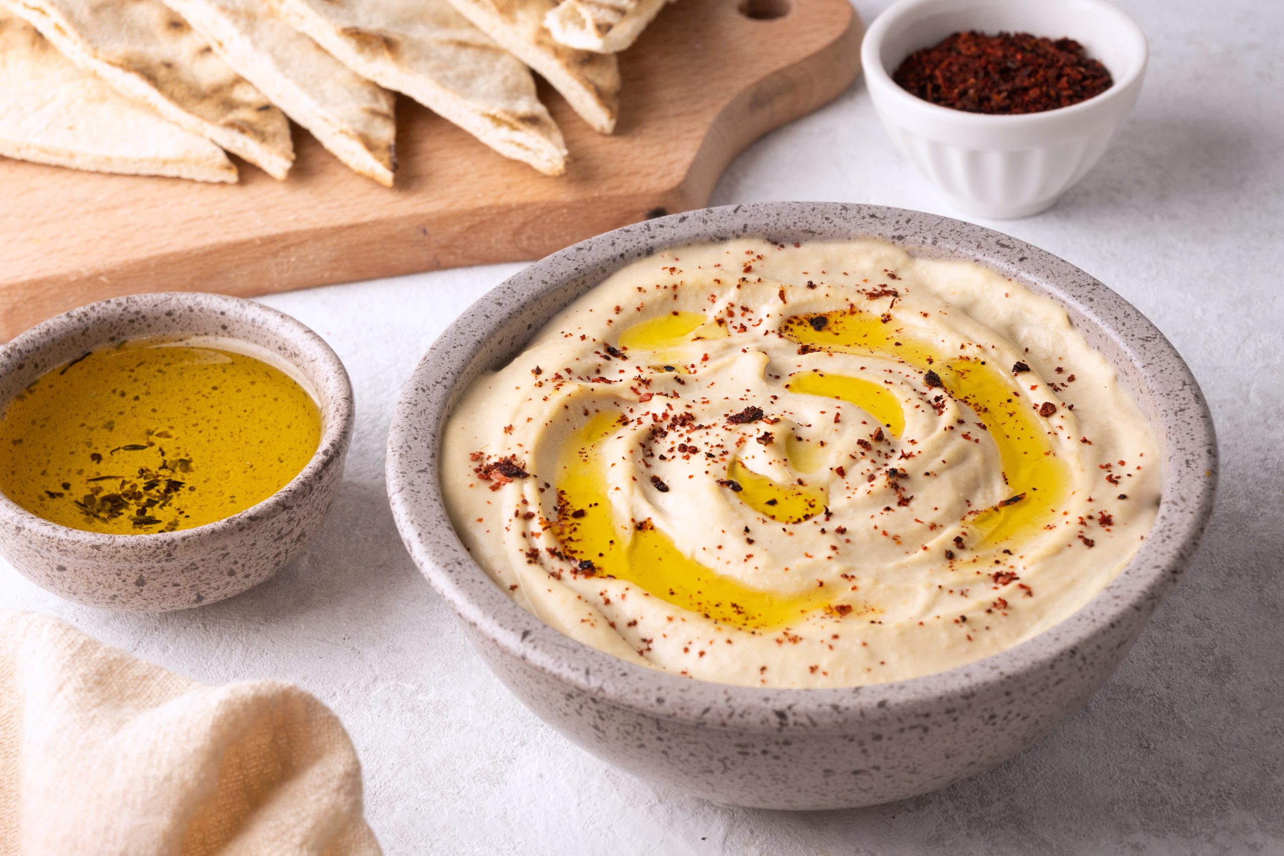 Hummus with extra virgin olive oil